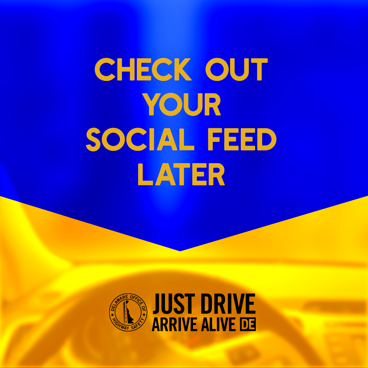 Social media has been a lifesaver during the pandemic, helping us all stay connected. But when driving, it’s a potentially fatal distraction. Keep your eyes on the road. And see what (or who) is right in front of you. #JustDrive #ArriveAliveDE #netde