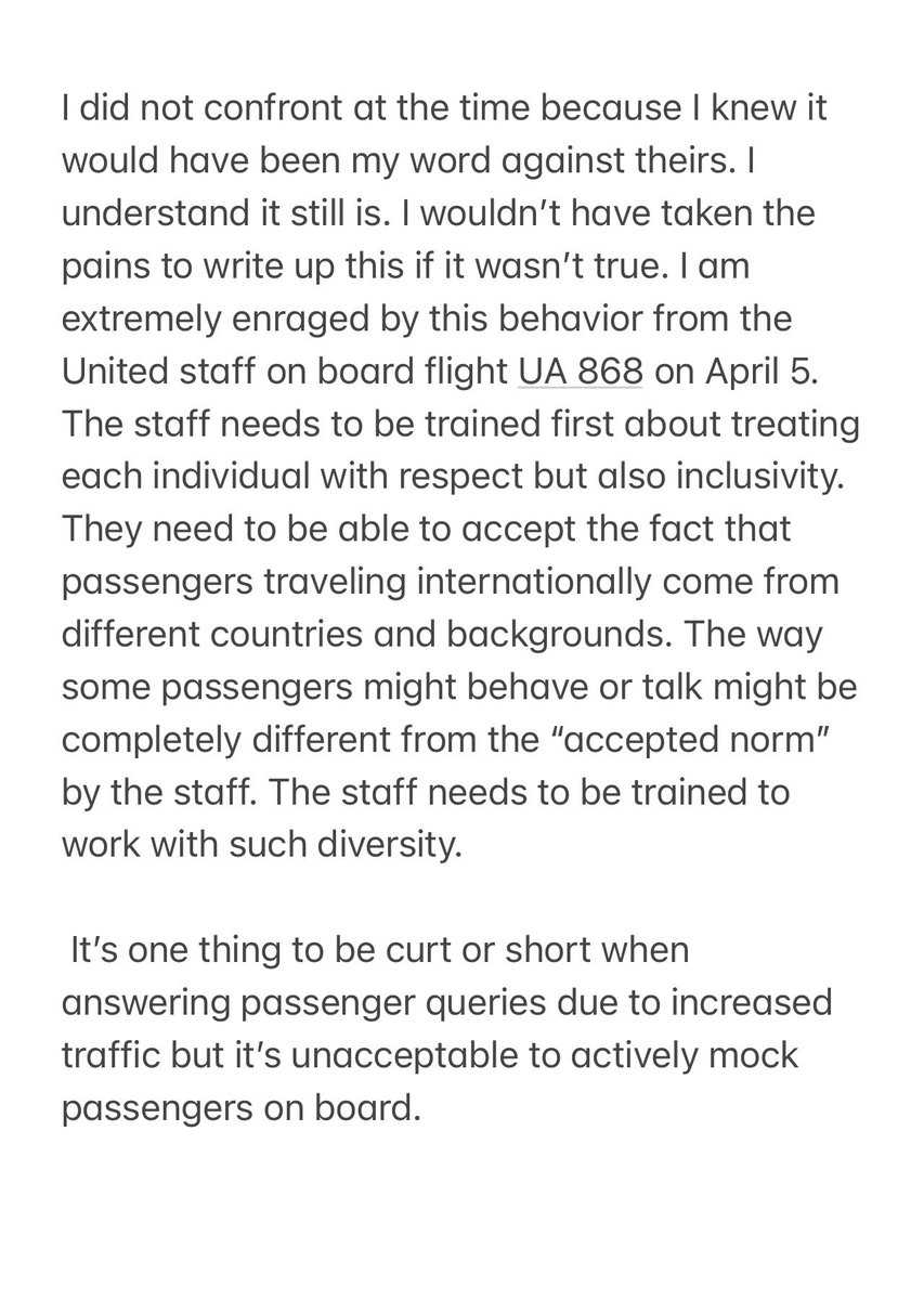 ruleyou's tweet image. Bullying and making fun of people in any form is NOT acceptable. Below is my @united experience on flight UA 868 where the United staff mocked and made fun of an elderly Indian woman onboard. Inclusion and respect for diversity should be a bare minimum requirement for any job.
