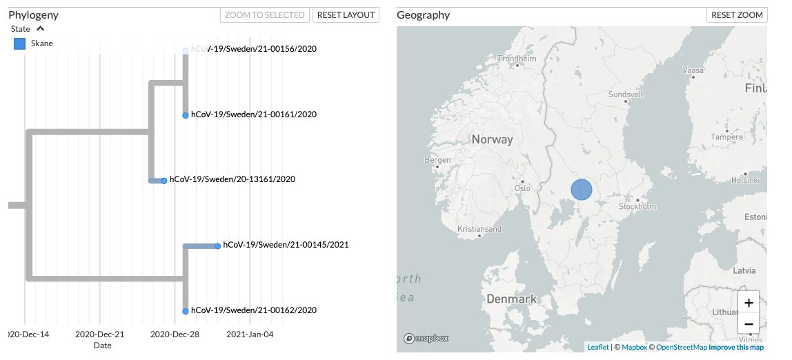 While in Sweden, L452R+E484Q was found in genomes belonging to the lineage L.3 and was detected as early as December 2020 (EPI_ISL_766714)A zoomed-in view of the Sweden L.3 cluster:4/7