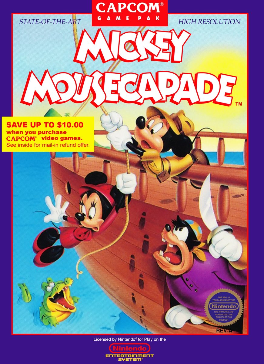 jcmartinezm82's tweet photo. #MickeyMousecapade #Capcom #Nintendo #NES - Box Art https://t.co/E4AgkiZ9iA