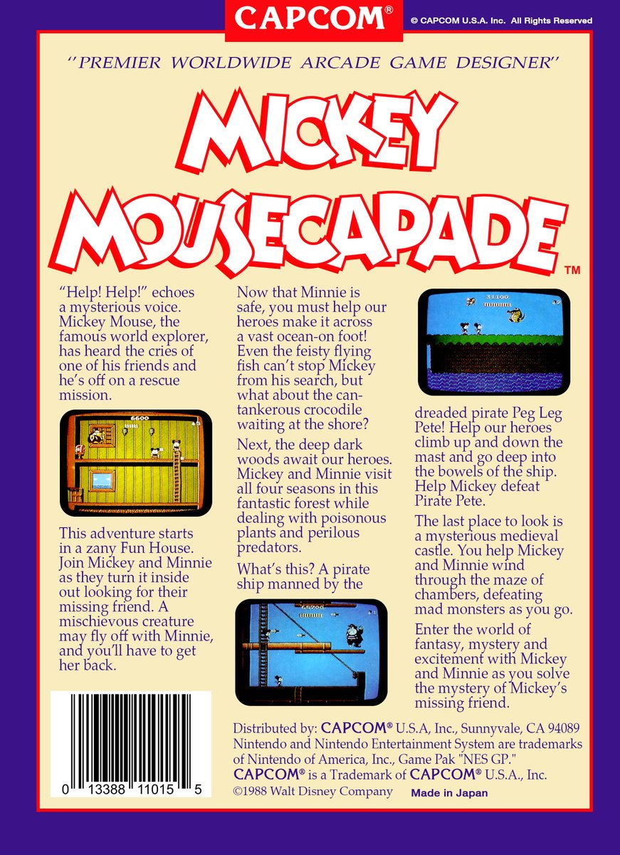 jcmartinezm82's tweet photo. #MickeyMousecapade #Capcom #Nintendo #NES - Box Art https://t.co/E4AgkiZ9iA