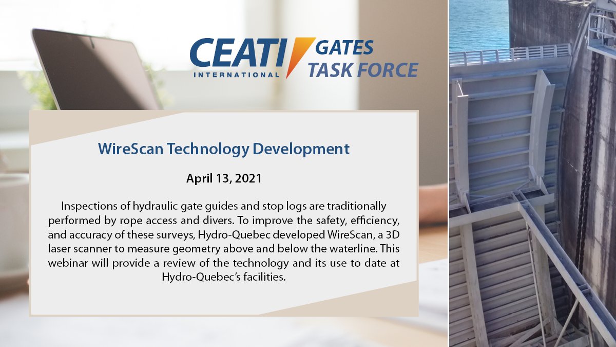 CEATIhydro's tweet photo. 🖥️ CEATI's Gates Task Force will be hosting a webinar April 13th on the WireScan Technology Development.

Find out more in the description below or by contacting CEATI: https://t.co/iCuJMgbVfb

#gates #hydraulic #wirescan #hydro https://t.co/2ej5MAIegN