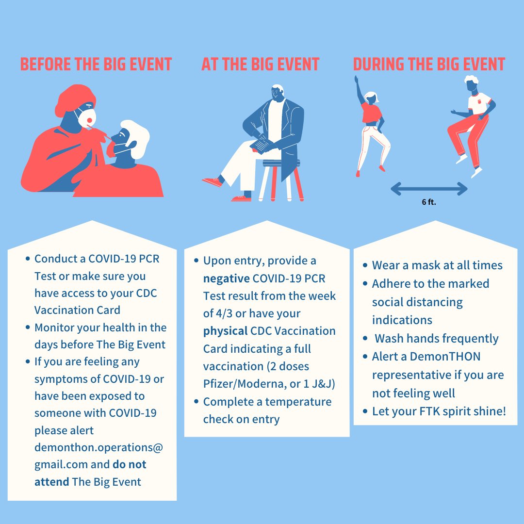 DemonTHON's tweet image. As we near our Hybrid event we want to make sure that those coming in person take the precautions to have a safe event.Participants coming in person must show a negative test result from this week or have their physical vaccination card indicating they have been fully vaccinated.