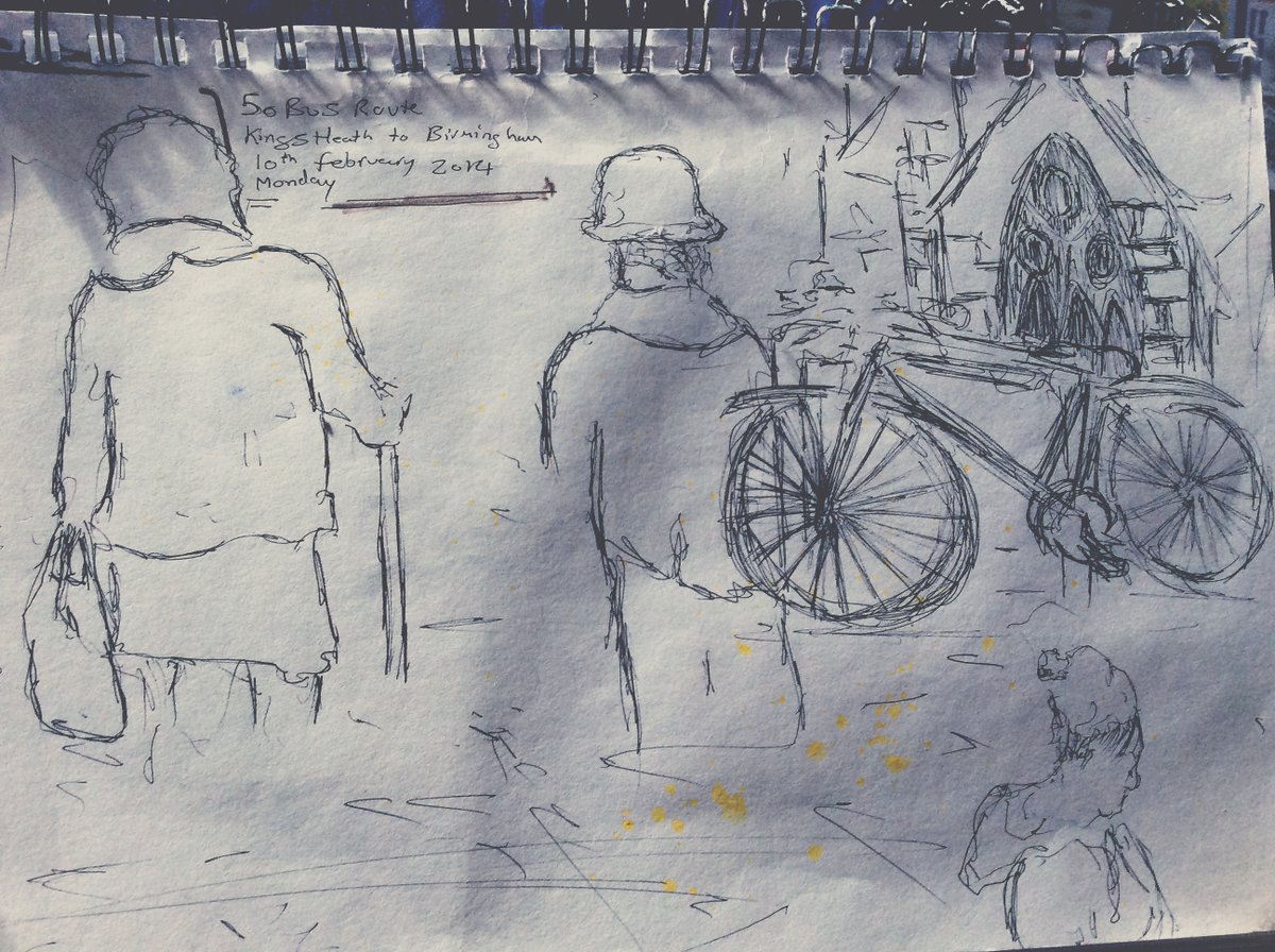 TravellinArtist's tweet photo. Monday 10th February and this was my bus journey on the number 50 
https://t.co/cJkYhVtZNK
#kingsheath #bussketches #commuterart https://t.co/tcy29R1s0g