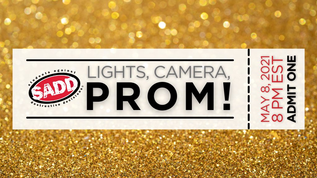 SADDnation's tweet photo. This May, SADD is throwing a Virtual Prom for ALL high school students. 🤩 Visit https://t.co/39yDYwr37M for more details! #SADD40 https://t.co/CJkbHiysHw