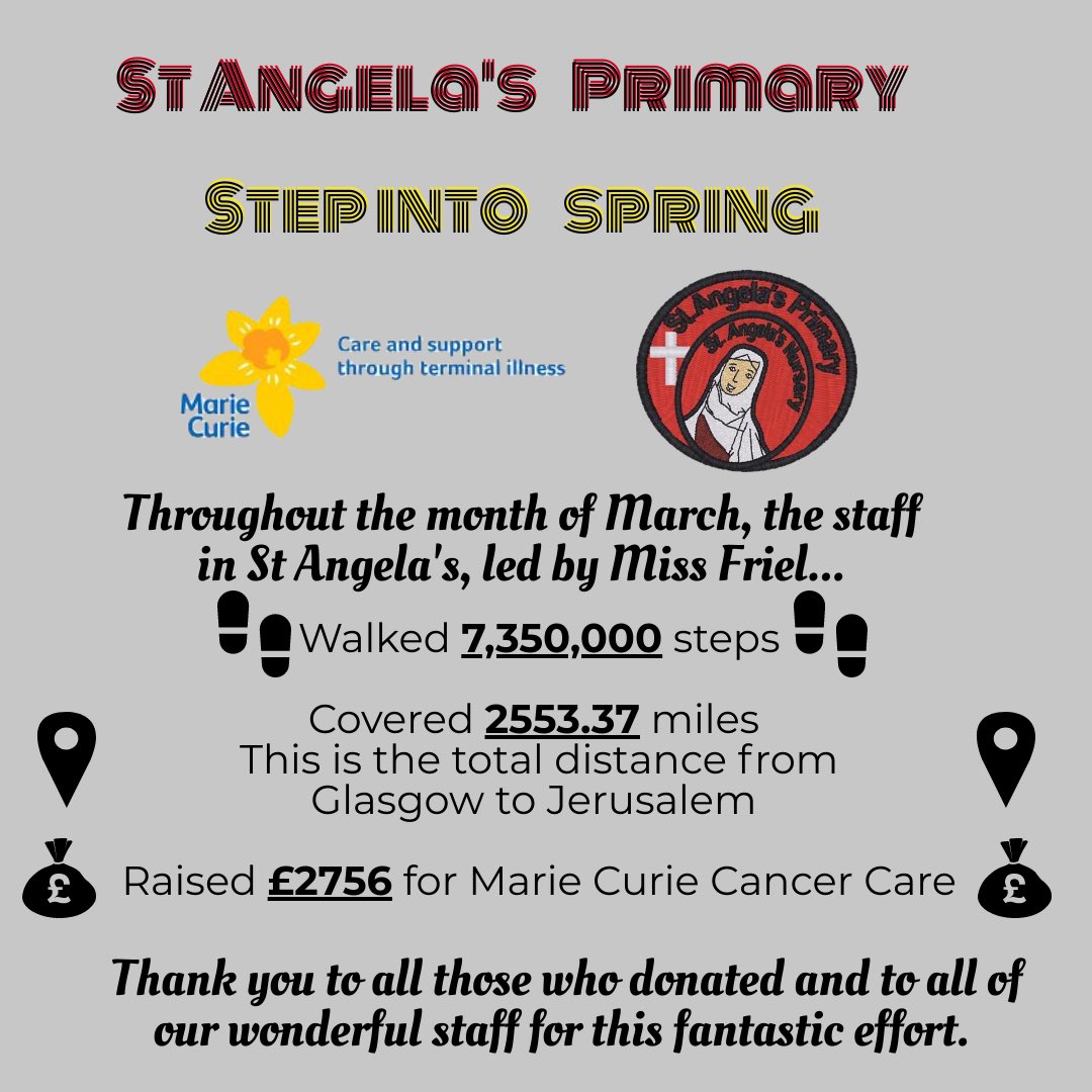 A huge feat by our fantastic and dedicated Staff Team! @mariecurieuk #StepIntoSpring