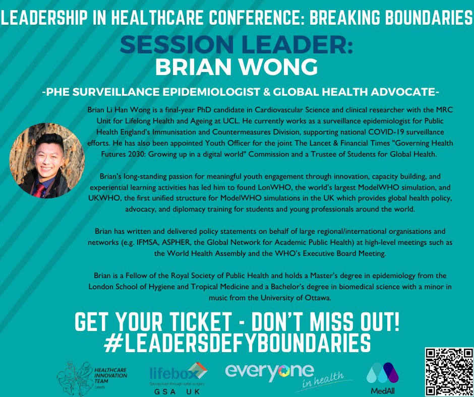 Want to support charity AND develop your leadership? Get your ticket bit.ly/HITconf2021 and experience a session about 'Advocacy and Influencing Change' first hand from <a href="/brianwong_/">Brian Li Han Wong</a> who has an eclectic range of experience, including work with <a href="/LonWHO/">London Model WHO Simulation</a>. NOT TO BE MISSED! 🩺🏥