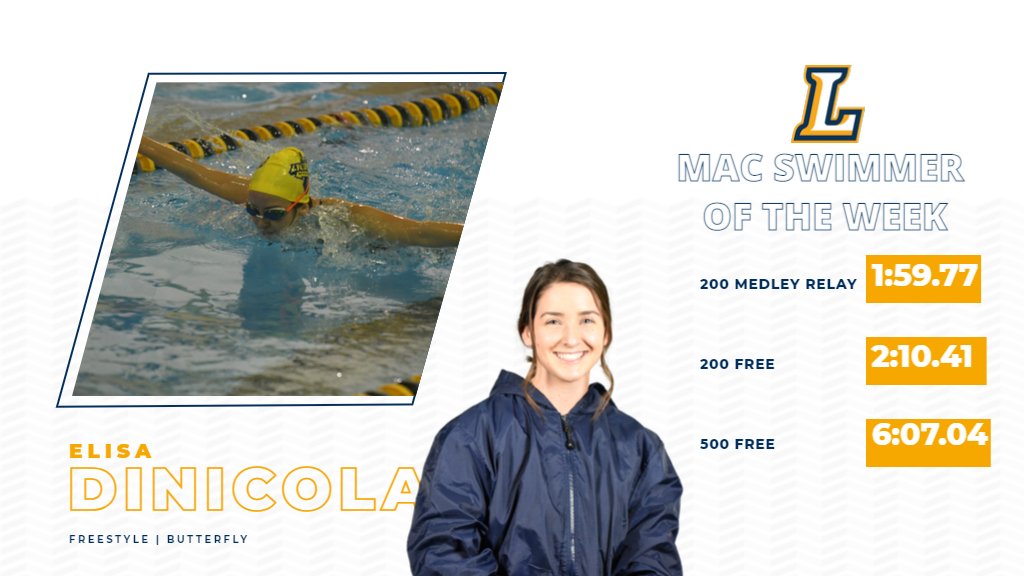 With two individual wins and a relay win against Hood, Elisa DiNicola was named the <a href="/gomacsports/">MAC</a> Swimmer of the Week!