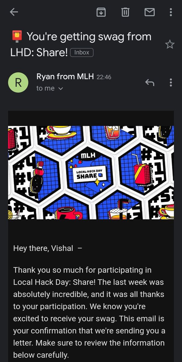 chinu2417's tweet image. Yeeaaay my first swag is on the waaaaayyyyyyyy...!! super duper excited for it. Thank you so much @MLHacks @thisisryanswift @mpsiebert @maradrinksmilk @SashrikaKaur and all other hackers for  such an amazing #LocalHackDay