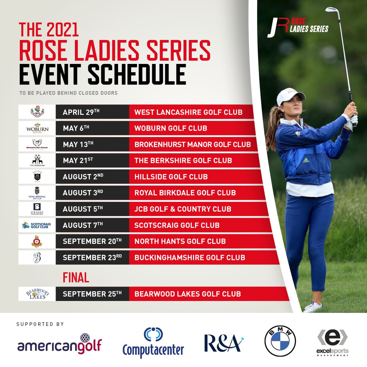 Everyone here <a href="/JCBGolfCC/">JCB Golf & Country Club</a> is over the moon to welcome back the Rose Ladies Series again in 2021. Happy to continue to support a fantastic tour for the ladies professional game and be included in such an incredible list of venues! <a href="/RoseLadiesGolf/">Rose Ladies Golf</a> <a href="/justinprose99/">Justin Rose</a>  #roseladiesseries