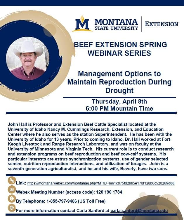 It's that time of year for our Spring Webinar Series! Come join us via web or phone...#msubeef #beefinginmontana #beefextension