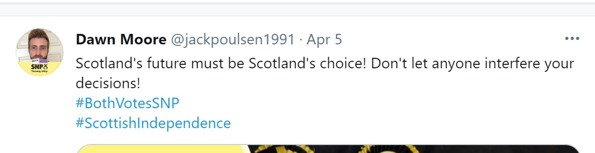 And here is, er, 'Dawn' or possibly Jack in Cambridge, also advocating  #BothVotesSNP "Don't let anyone interfere your decisions!" - Really?