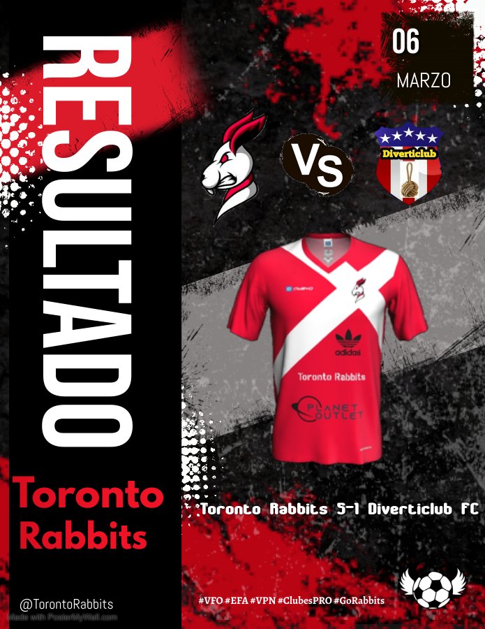 ♦️ EFA ♦️

🏮 Victoria esta noche en EFA donde conseguimos los tres puntos y seguimos arriba en la competición.

✴️ Toronto Rabbits 5-1 Diverticlub FC

¡Bien jugado y mucha suerte! ✨

#GoRabbits #EFA #Resultado #ClubesPro