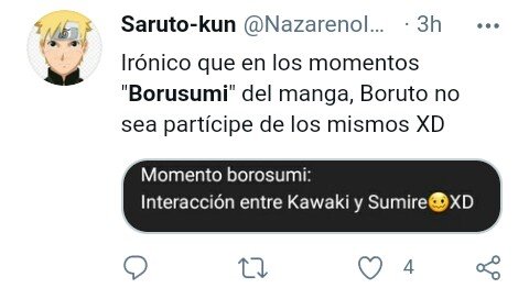 CesarFe20424119's tweet photo. No sé qué le sucede a esa gente, acaso están ignorando el capítulo 18 centrado en Boruto y Sumire y el 19 que es la confesión donde hay escenas BoruSumi. Usan una interacción del capítulo 56 del manga para fabricar sus mentiras. https://t.co/NpvlyzMMnw