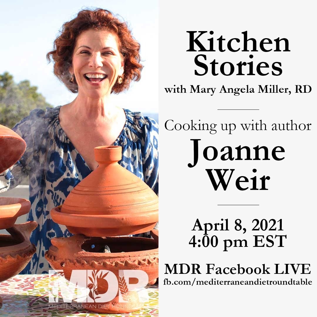 ChefJoanneWeir's tweet photo. Mediterranean food fans...mark your calendars!  
Excited to join the @mediterraneandietroundtable LIVE on Facebook with Registered Dietician, Mary Angela Miller. 
Thursday, April 8
4pm EST/ 1pm PST
😃
#WeirCooking #Mediterranean
https://t.co/ieyRmu8eku https://t.co/gFrBtUa3ER
