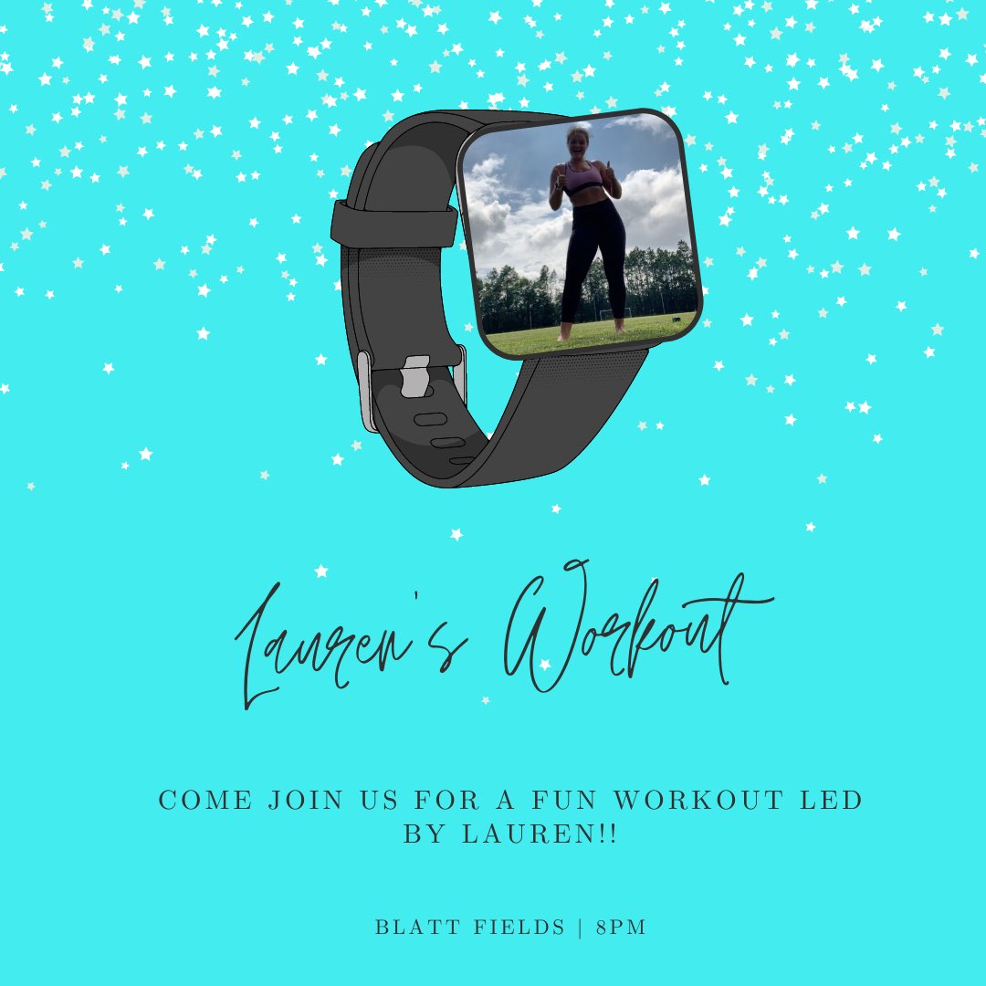 SC_CHAARG's tweet photo. Join us tomorrow night at 8pm at Blatt for one of Lauren’s famous workouts!! Trust me you’ll sweaty but I promise it will be fun!🤩 #scchaarg  @lenzastiga https://t.co/1ORXs9RfY9