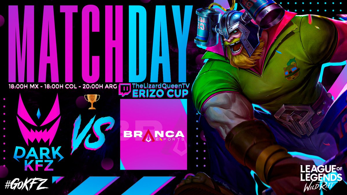 Dark_KFZ's tweet image. #WildRift | Matchday!

La emoción de nuestro debut casi hace que se nos olvide el publicarlo😳
🔴EN VIVO YA🔴

🆚️| @BRC_eSportsGG
🏆| @eXplodeGamingOK
🎙️| @TheLizardQueenT / @PandamigoSV
📺| twitch.tv/thelizardqueen…