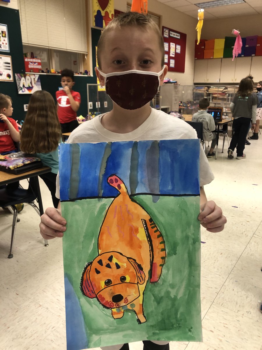 MrsRolf_ART's tweet photo. More 3rd grade Dean Russo inspired pet portraits !   ⁦@Spicuzzaclass⁩ #kenston inspired #kenstonTESart https://t.co/MvmxDbDOdA