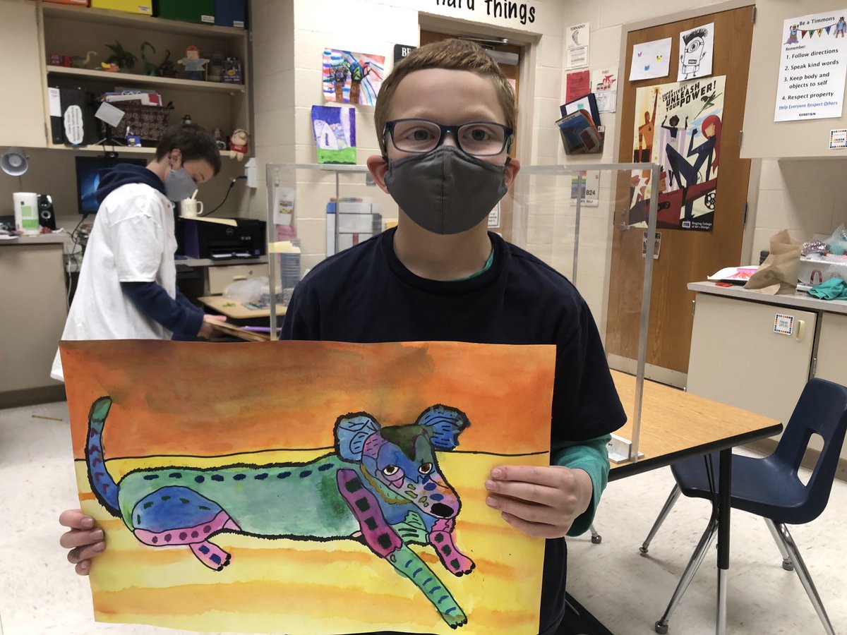 MrsRolf_ART's tweet photo. So proud of my 3rd graders!! They have done an amazing job on their Dean Russo inspired pet portraits! ⁦@Spicuzzaclass⁩ #kenstonTES #kenstoninspired. https://t.co/tPEdLYHPGW