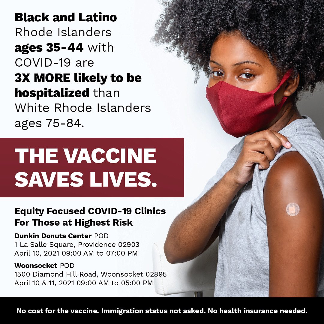 THIS VACCINE SAVES LIVES. 
For more information, visit covid.ri.gov or call 2-1-1. 

#crushcovid #ourshotRI #equityfocusedclinics