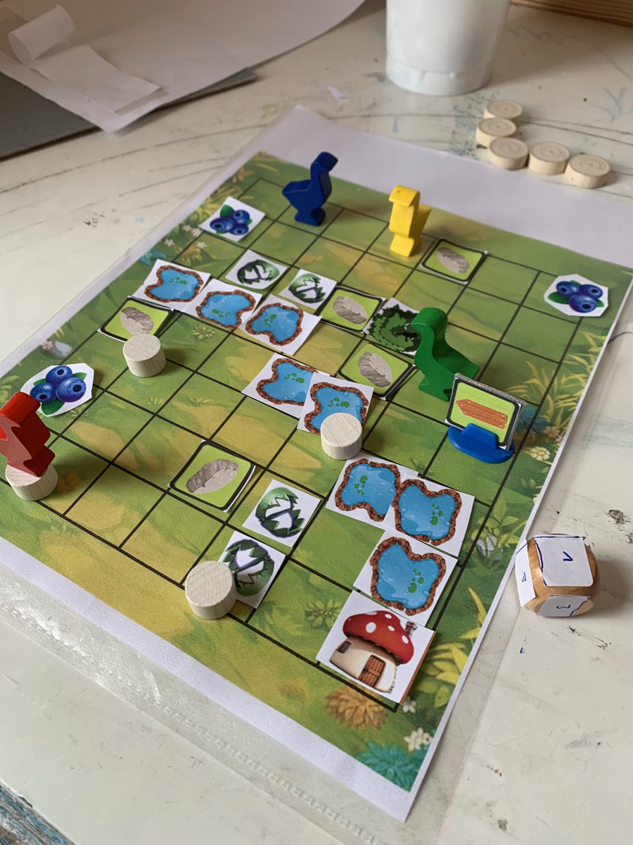 NRFriedrich's tweet photo. Today I tested a new coop adventure idea with my kids. It was really fun, although they started soon tweaking my scenario. And my rules. 😄 

#boardgamedesign https://t.co/Wb5Ncvw1wF
