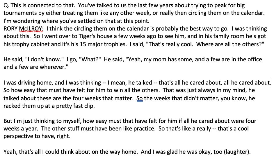 Daniel_Rapaport's tweet photo. Just an incredible Tiger story here from Rory McIlroy https://t.co/BwEHK4GGST