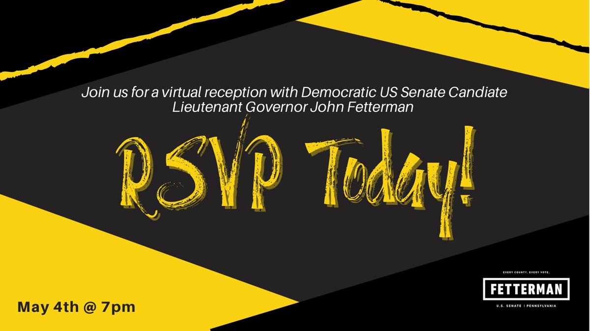 If you support:

✅ Second Chances
✅ $15/hr min. wage
✅ Climate justice
✅ Legal weed
✅ Black lives
✅ LGBTQIA+ &amp; Women’s rights
✅ Healthcare as a human right

RSVP to attend this special event with <a href="/JohnFetterman/">John Fetterman</a>.

secure.actblue.com/donate/fetterm…

#FettermanForSenate #TeamFetterman