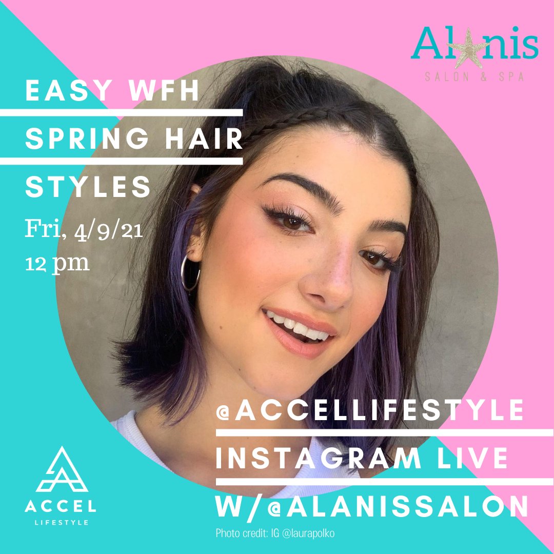🌸 We are hosting an Instagram Live! This Friday, learn Three Easy Spring Hair Styles that you can do yourself from <a href="/alanissalon/">Alanis Salon</a>! Perfect for working from home or while out enjoying the gorgeous spring weather! 
🌸 What You Need: A comb, a hairtie, and bobby pins