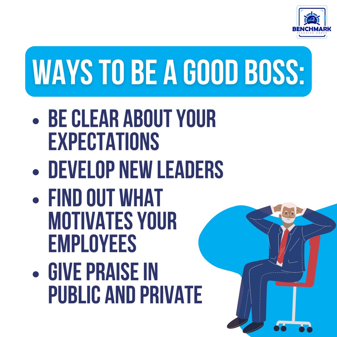BMPG11's tweet photo. How to be a great boss:
🔹Be clear about your expectations
🔹Develop new leaders
🔹Find out what motivates your employees
🔹Give praise in public and private
#BMPG #EmployeeBenefits #NJInsurance https://t.co/4Kc77GAyUy