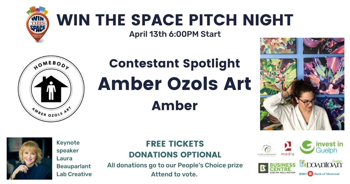 BCGuelphWell's tweet photo. Spotlight on our Win This Space Contestant: Amber Ozols!

Amber Ozols is a multidisciplinary artist who creates paintings, murals, and paper products. 
Join us on April 13th to see her pitch with our other contestants who are trying to #WinThisSpace : 
https://t.co/3uq45eUuVN https://t.co/w5yt6lFNBs