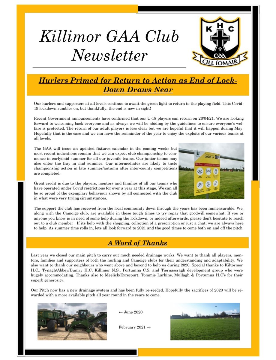 Killimor150's tweet photo. Killimor Hurling Club Newsletter. https://t.co/Qc4MMqPVN3