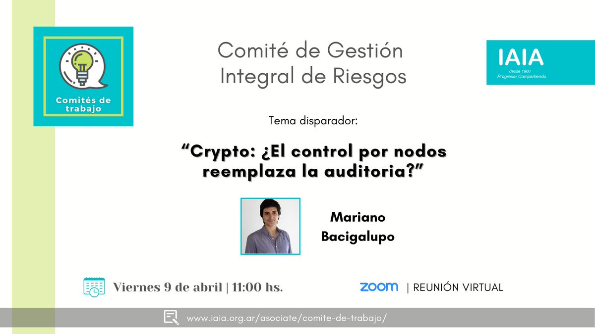 InstitutoIAIA's tweet photo. 📣Los invitamos a la próxima reunión del “Comité de Gestión Integral de Riesgos” el viernes 9 de abril a las 11hs.

📝https://t.co/b6GEOOV61h

#ProgresarCompartiendo #soysocioiaia #comite #gestionintegralderiesgos https://t.co/EzTLsF3Bpg