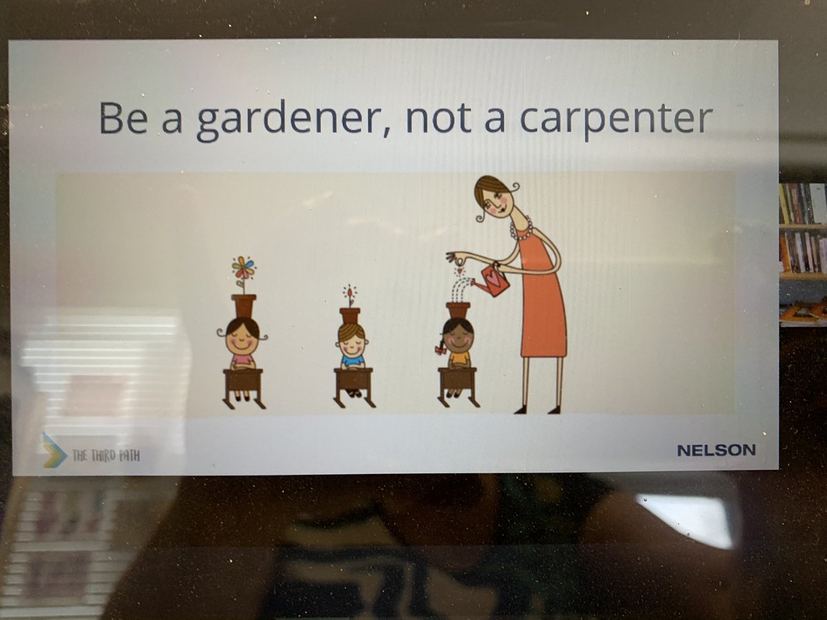 ElginCourtPS's tweet photo. Be a potential-spotter!  See and support the uniqueness of every child so that they may grow to their greatest potential. Be a gardener not a carpenter. Even weeds can be beautiful with a secure base. #ThirdPathClub @DrDavidTranter @TVDSB https://t.co/paB6A7N4fS