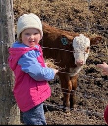 Just practicing her calf feeding. Got some dead grass off the lawn too.🤠 future feedlot manager.