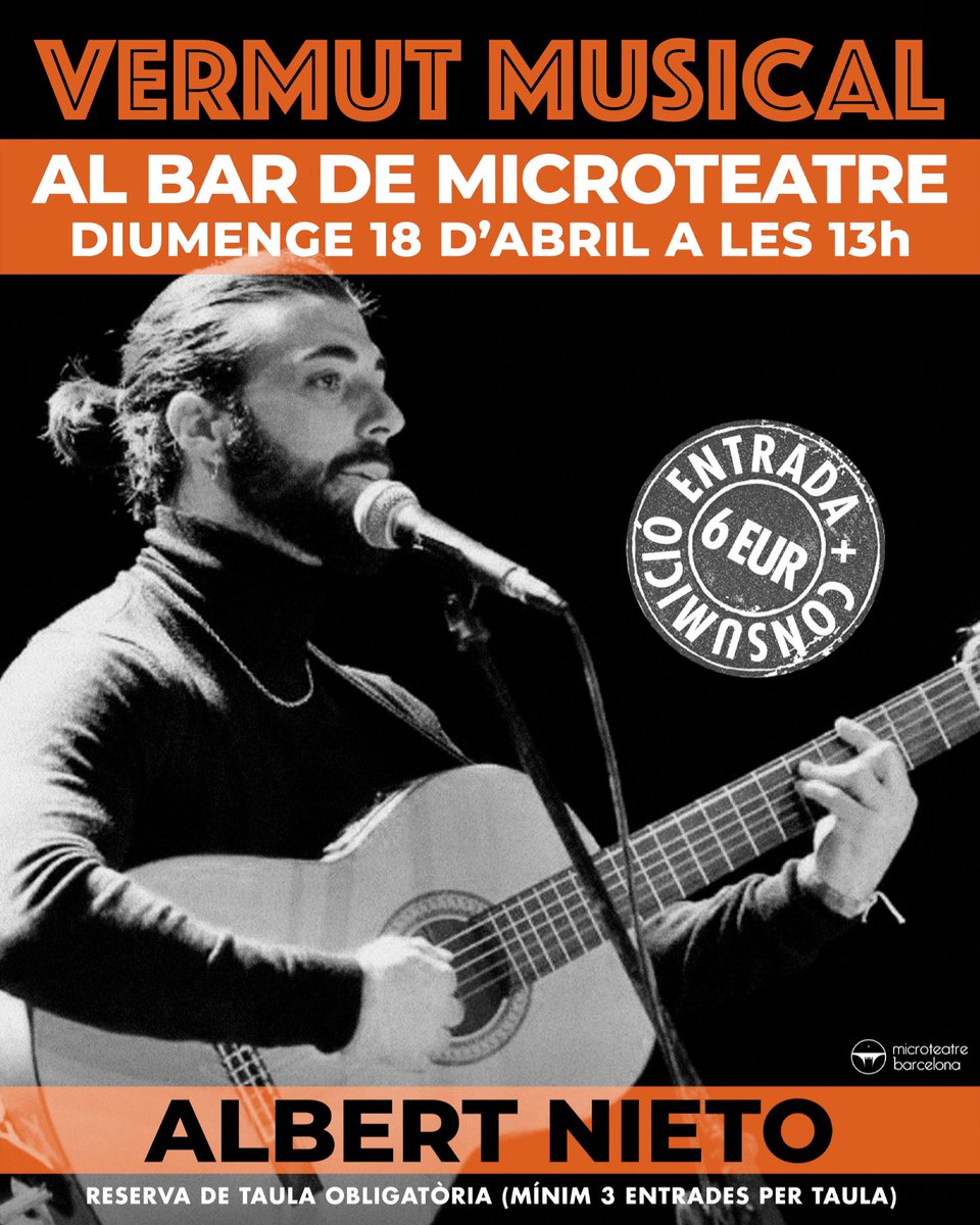 El dia 18/04 estrenem els DIUMENGES de VERMUT MUSICAL! I ho fem amb l’Albert Nieto! ❤️🎸