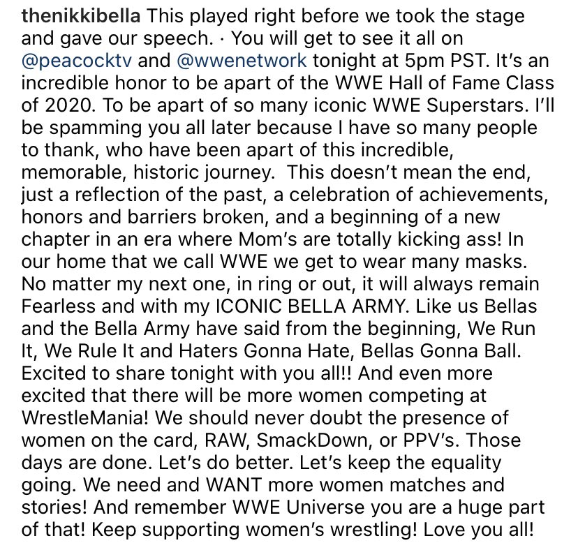 The last part of Nikki Bella’s latest IG post says it all! She wants women’s wrestling to thrive! Ppl should never doubt her love for wrestling! https://t.co/QXrMl1Lfoh
