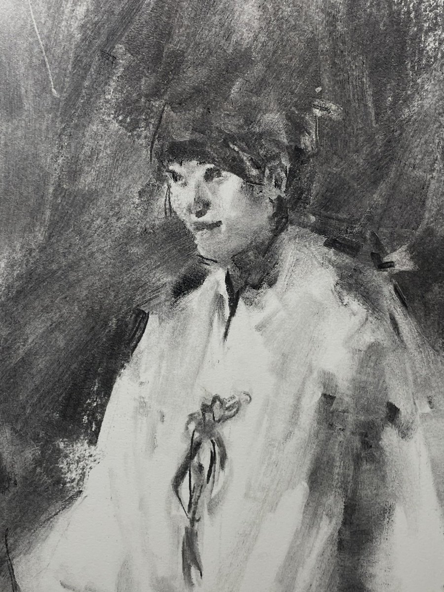 hiragaruben's tweet photo. Shrine Steward...
★☆★☆★
#charcoaldrawing #portraitart #デッサン https://t.co/nbWdAUWrVn