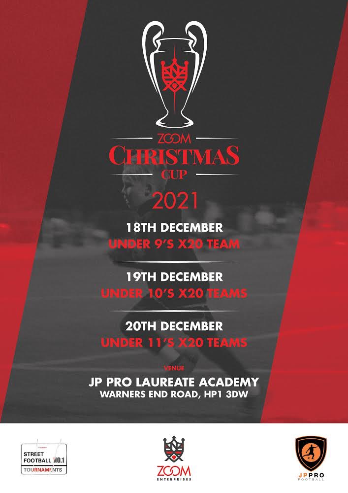@zoomenterprises 
            Christmas cup 2021
                        ⚽️🏆⚽️

Register interest now for more information.

📧- streetfootballtournaments@gmail.com