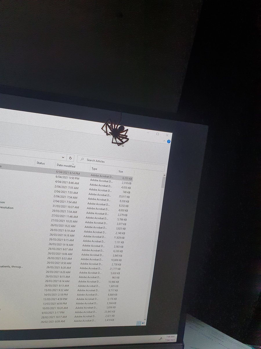 Typing away on an email and look up to my 2nd screen. Scared the crap out of me. That's what I get for responding to emails while on leave I suppose.