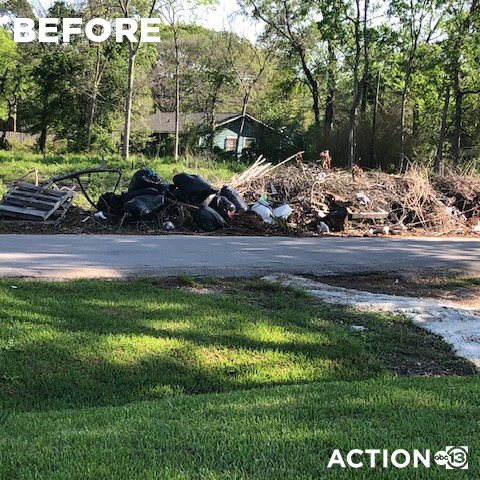 abc13houston's tweet photo. PROBLEM SOLVED! 👏👏 A viewer reached out to #Action13 on April 5 about a case of illegal dumping in The Heights, so @shelleyabc13 made several phone calls. And within just 24 hours, the city responded and the area was ALL CLEANED UP! https://t.co/gONuTI2voY