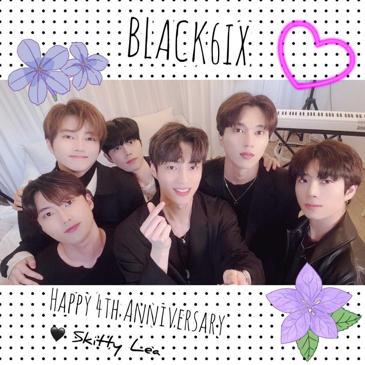 Skitty_Lea's tweet photo. Happy 4th anniversary to the most amazing people ☺️
You are blackpearls universe.
Love you always 🖤
・ 。゚☆: *.☽ .* :☆゚.
#4th_Inhale_with_BLACK6IX
#BLACK6IX_4th_Spring #BLACK6IX #블랙식스 @black6ix_twt @SB_Ziki @dydtmrl @TAE_YUNG2 https://t.co/hrYZxrg6OD