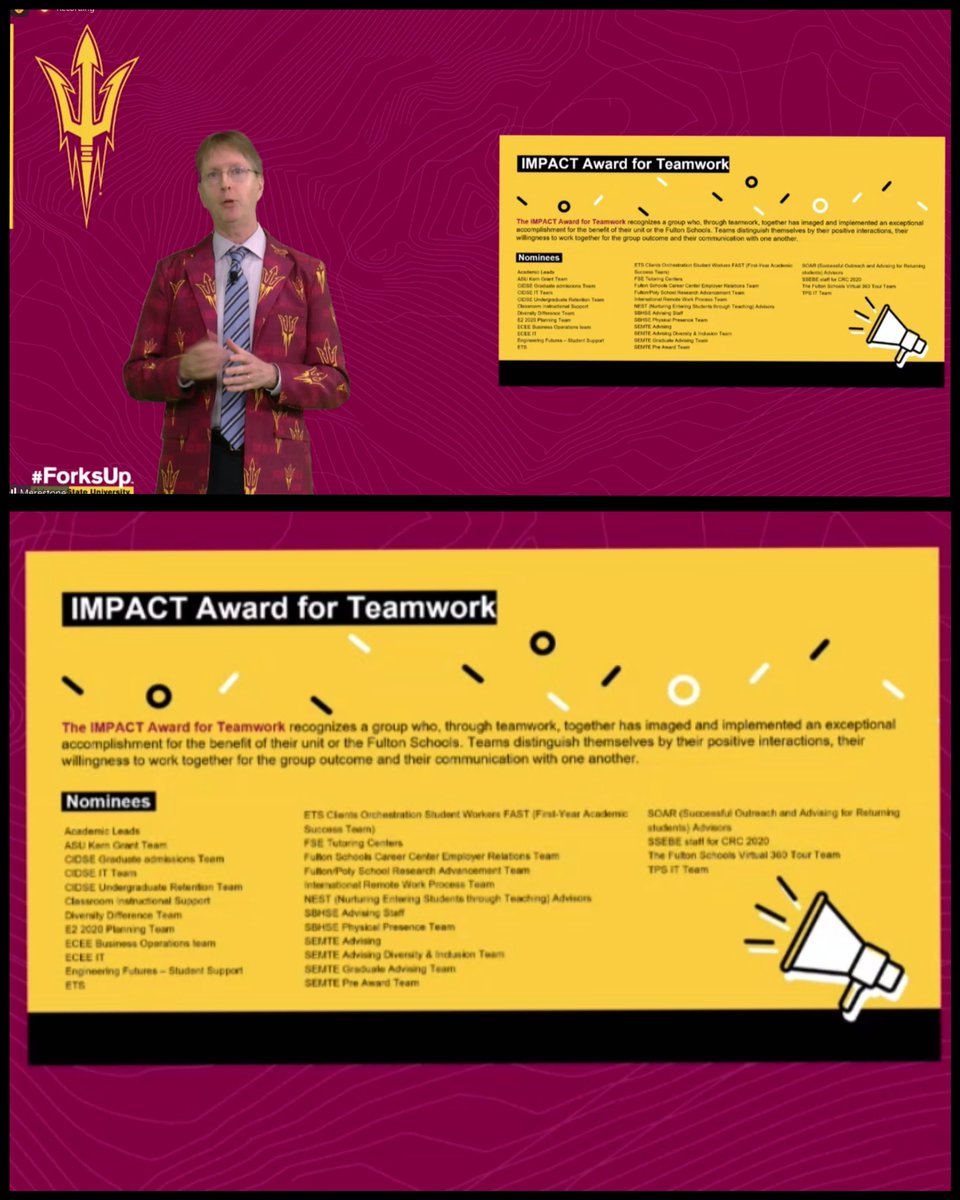 asu_keen's tweet photo. The ASU Kern Grant Team was nominated for a Fulton IMPACT Award for Teamwork today 🎉 
The award recognizes teams demonstrating exceptional accomplishments and positive interactions.
It was an honor to be nominated and we are very grateful to be in the Fulton family! Forks up! https://t.co/LyzSNKXPR3