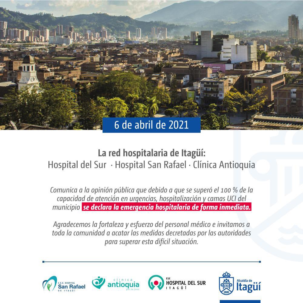 🚨Información importante🚨

⚠️Compartimos comunicado sobre el estado de emergencia en la red hospitalaria de Itagüí 🏥: