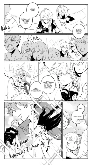 he can cook, he can clean, he can..
sing and dance (?)

(read from right to left) 