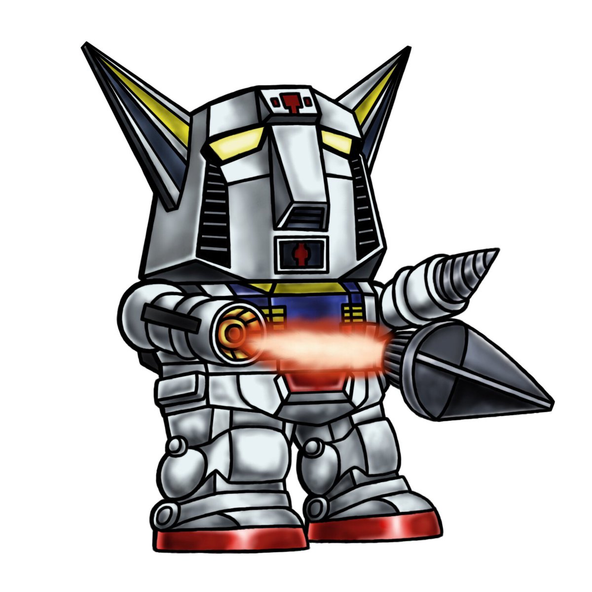 robot mecha shield no humans chibi weapon gun  illustration images