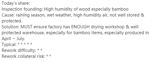 Wellylunts's tweet image. Today's share:
Inspection founding: High humidity of wood especially bamboo
factoryabc.com/2021/04/06/D00…
