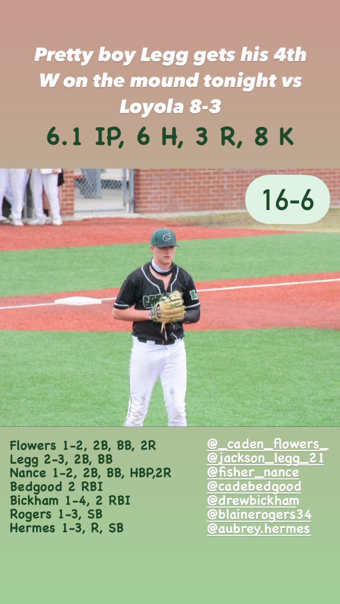 🔥 9 in a row for the Cavs! 🔥

Back at it Thursday @ Arcadia then end the week Friday at Claiborne Christian. 
#WIT #NoExcuses #AllGas #WeAreCalvary ⚾️💚💛