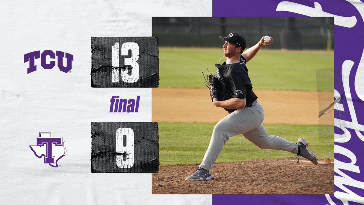 TEN IN A ROW! TCU picks up a road win at Tarleton State. Brayden Taylor homers for the fourth straight game and River Ridings picks up his first career win.

#FrogballUSA | #GoFrogs