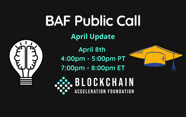 TheBAFNetwork's tweet photo. Things are moving fast for BAF! We have a lot of news to share with you. 🚀🚀🚀

Join us Thursday to keep up with all our projects and events!

Register here 👉https://t.co/tZE2xEx7fY

#BlockchainEducation #BlockchainAcceleration https://t.co/cmx5ENGsee
