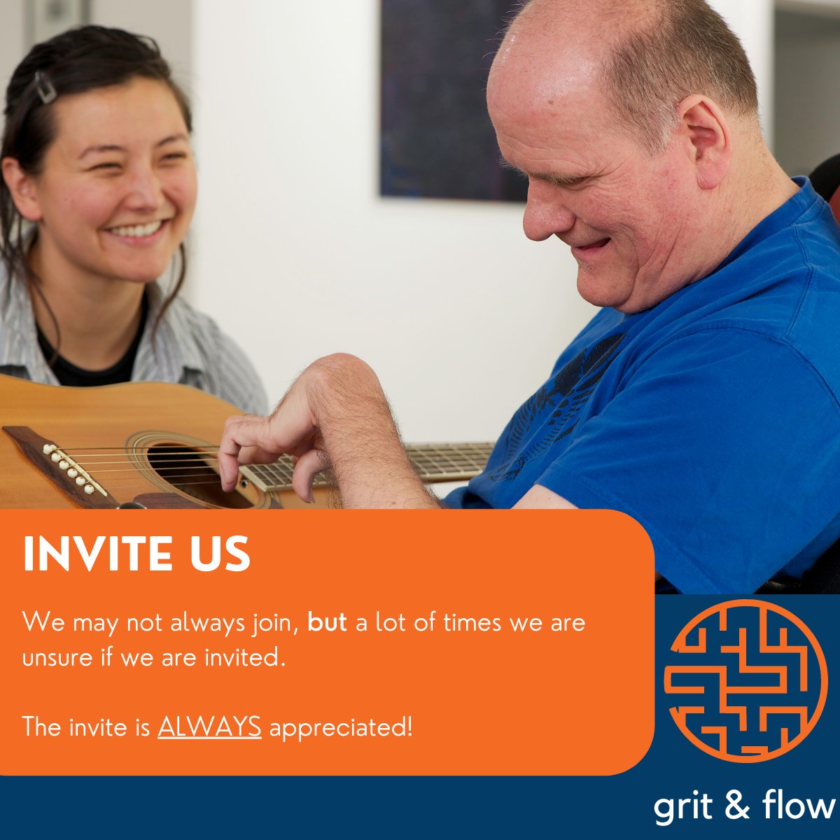 GritFlow's tweet photo. Acts of Acceptance
Invite Us - It is difficult for neurodivergent individuals to know if they are invited to lunch or a social event. Any time you can take the guess work out of the equation can be helpful!
#gritandflow #ActsOfAcceptance #autismAcceptance #autism #neurodiversity https://t.co/iUmlT5AV2X